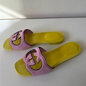 Gucci Women's Sandals in Pink and Yellow